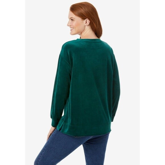 Woman Within Long Sleeve Velour Tunic Top - Picture 4 of 5